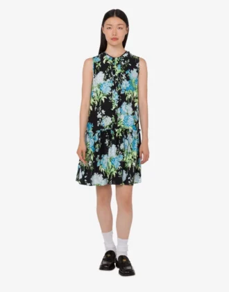 Printed silk satin dress