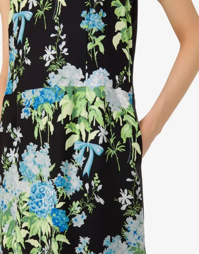 Printed silk satin dress