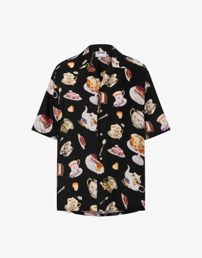 Printed silk satin shirt