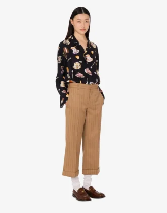 Printed silk satin shirt