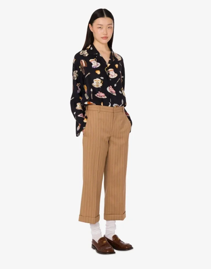 Printed silk satin shirt