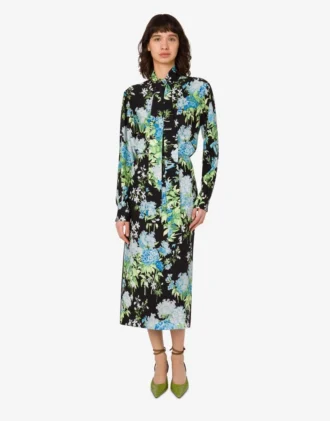Printed silk satin shirt