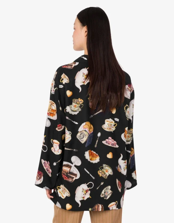 Printed silk satin shirt