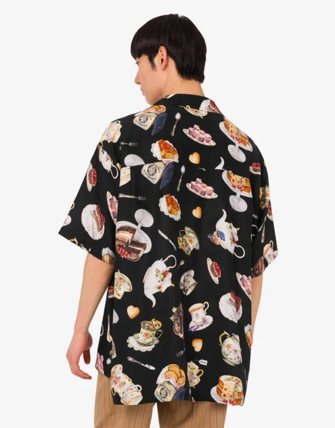 Printed silk satin shirt