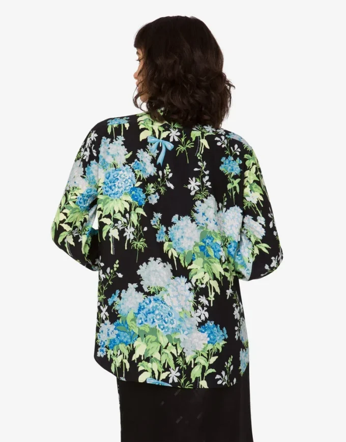Printed silk satin shirt