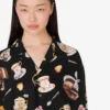Printed silk satin shirt