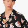 Printed silk satin shirt