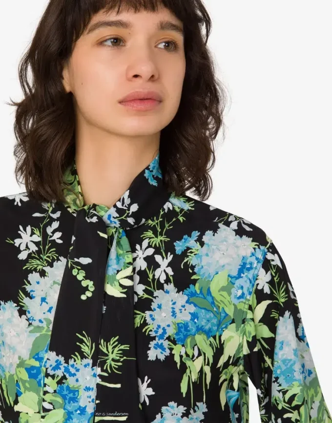 Printed silk satin shirt