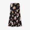 Printed silk satin skirt