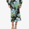 Printed silk satin skirt