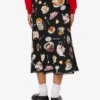 Printed silk satin skirt