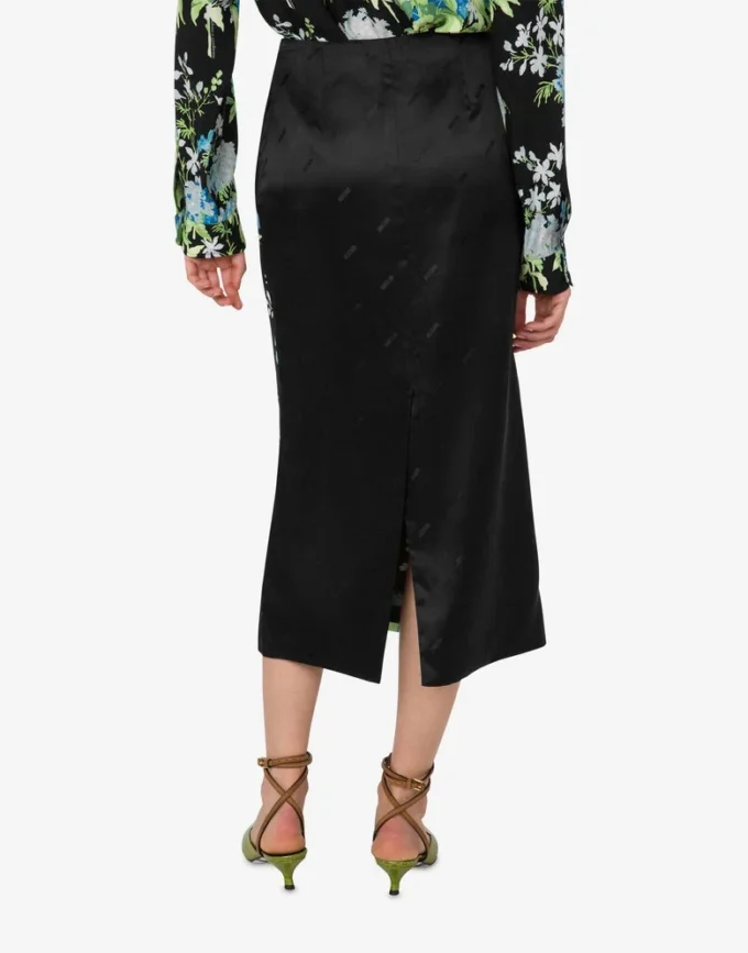 Printed silk satin skirt