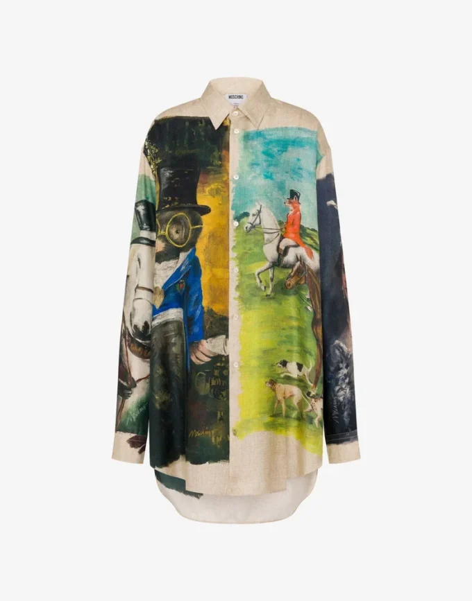 Printed silk twill shirt