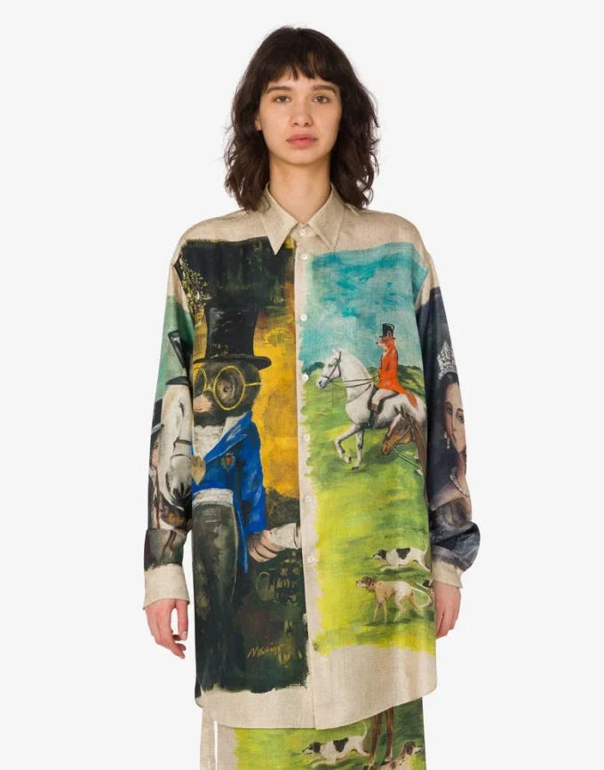 Printed silk twill shirt