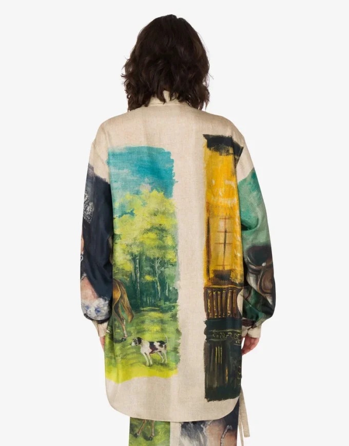 Printed silk twill shirt