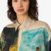 Printed silk twill shirt