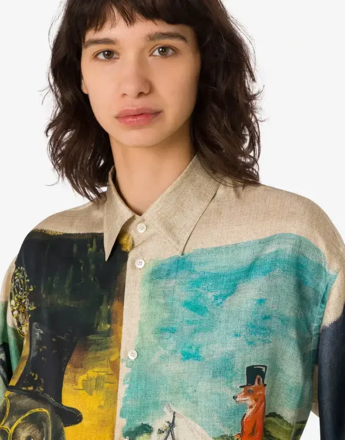 Printed silk twill shirt