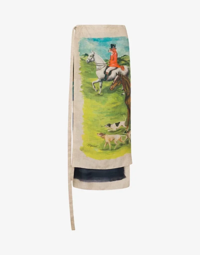Printed silk twill skirt