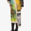 Printed silk twill skirt