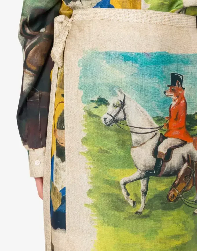 Printed silk twill skirt