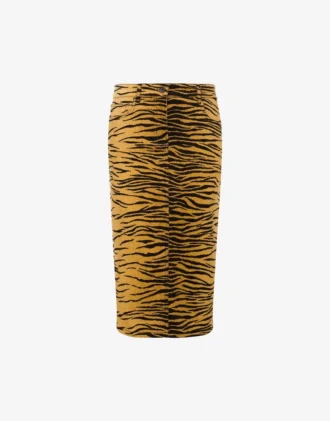 Printed stretch cotton gabardine skirt