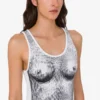 Printed stretch cotton jersey top