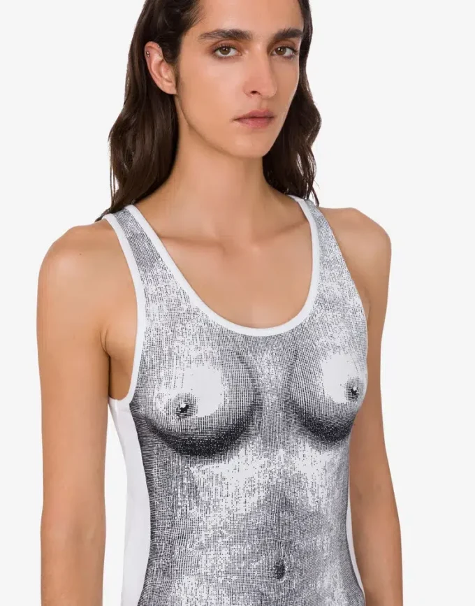 Printed stretch cotton jersey top