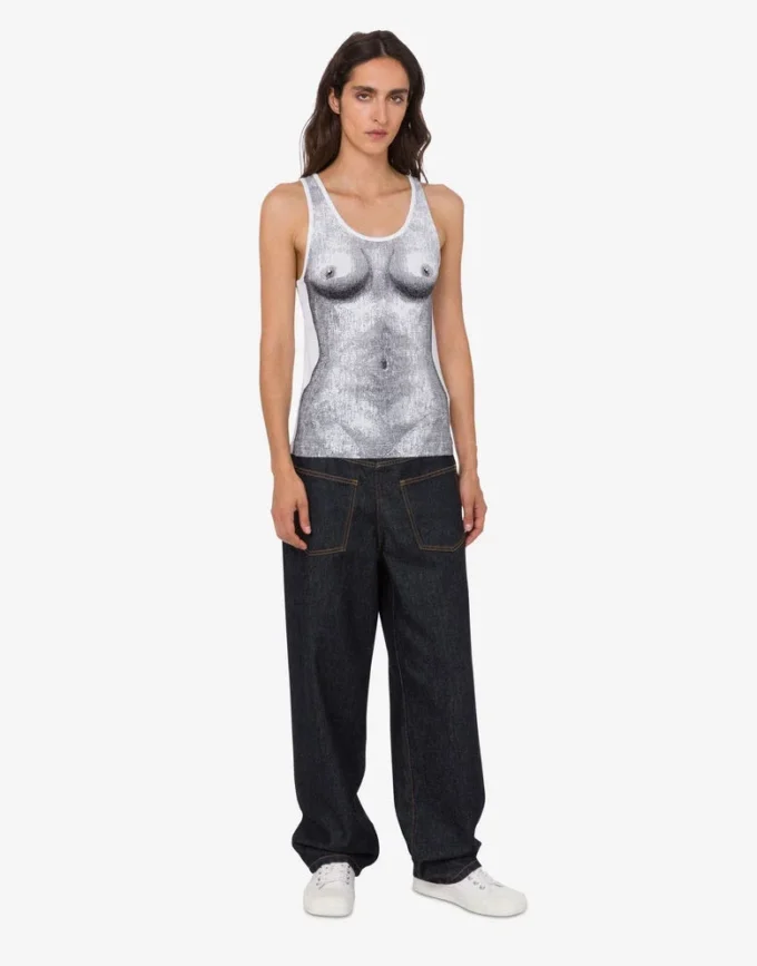 Printed stretch cotton jersey top