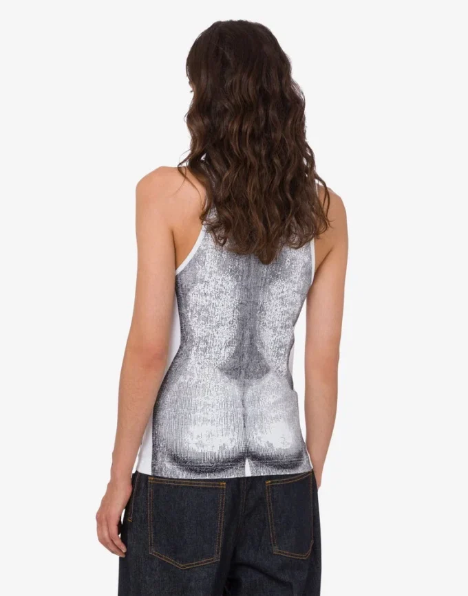 Printed stretch cotton jersey top