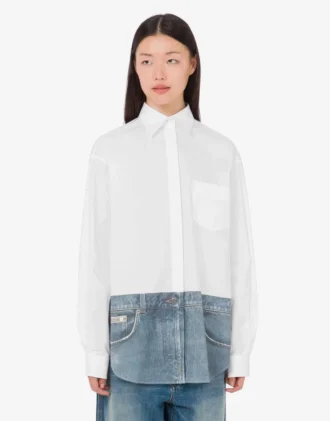 Printed stretch cotton poplin shirt