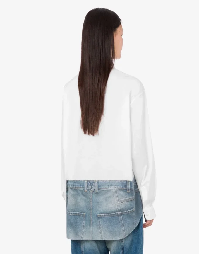 Printed stretch cotton poplin shirt