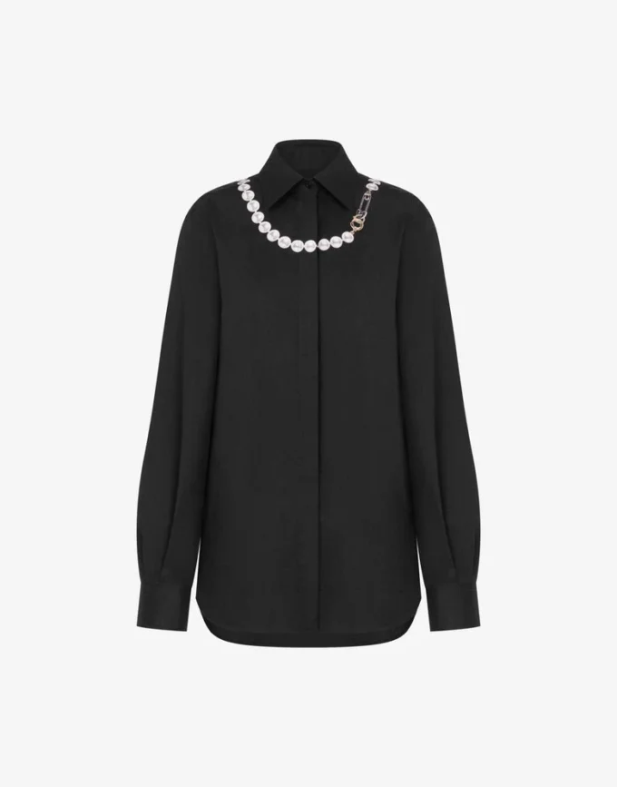 Printed stretch cotton poplin shirt Printed stretch cotton poplin shirt