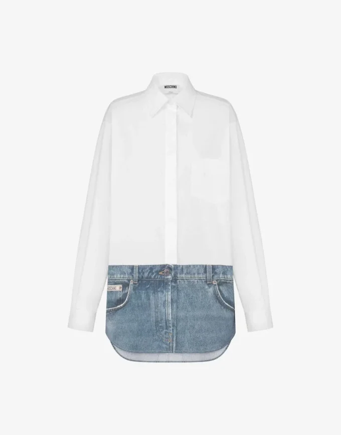 Printed stretch cotton poplin shirt