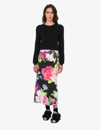 Printed stretch cotton skirt