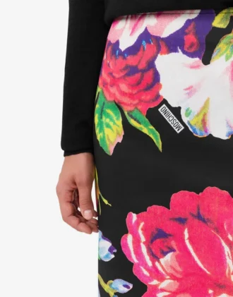 Printed stretch cotton skirt