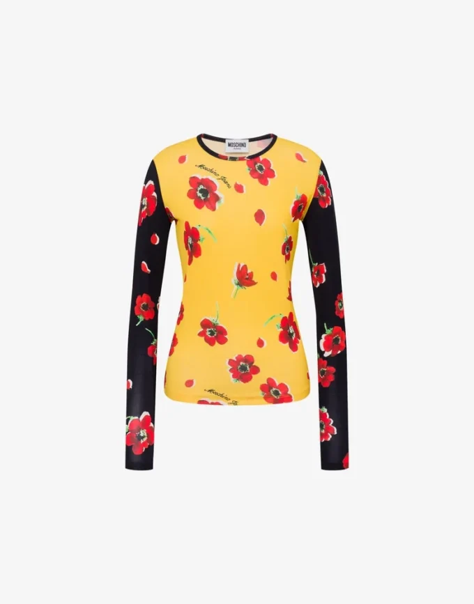 Printed stretch jersey T-shirt