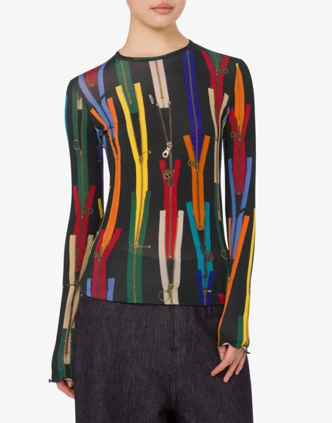Printed stretch jersey T-shirt