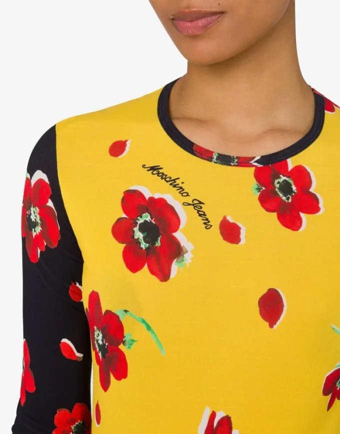 Printed stretch jersey T-shirt