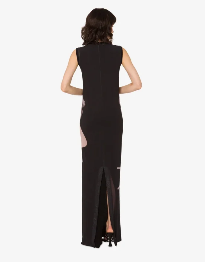 Printed stretch tulle dress