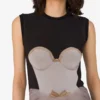 Printed stretch tulle dress