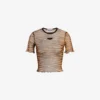 Printed tulle crop T-shirt