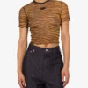 Printed tulle crop T-shirt