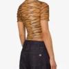 Printed tulle crop T-shirt