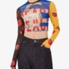 Printed tulle crop top