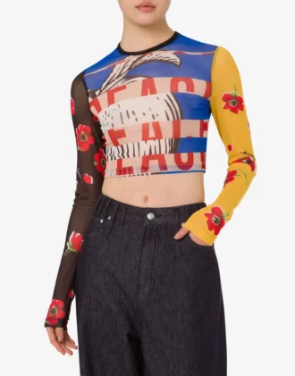 Printed tulle crop top Printed tulle crop top