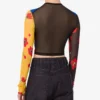 Printed tulle crop top