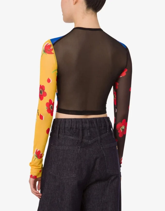 Printed tulle crop top