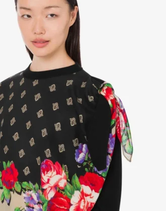 Pure cotton and silk blend printed pullover