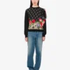 Pure cotton and silk blend printed pullover