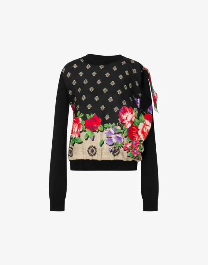 Pure cotton and silk blend printed pullover